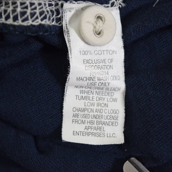 Champion Duke Blue Devils ADULT L Blue HENLEY Long Sleeve Light Weight Shirt C40 - Picture 6 of 7